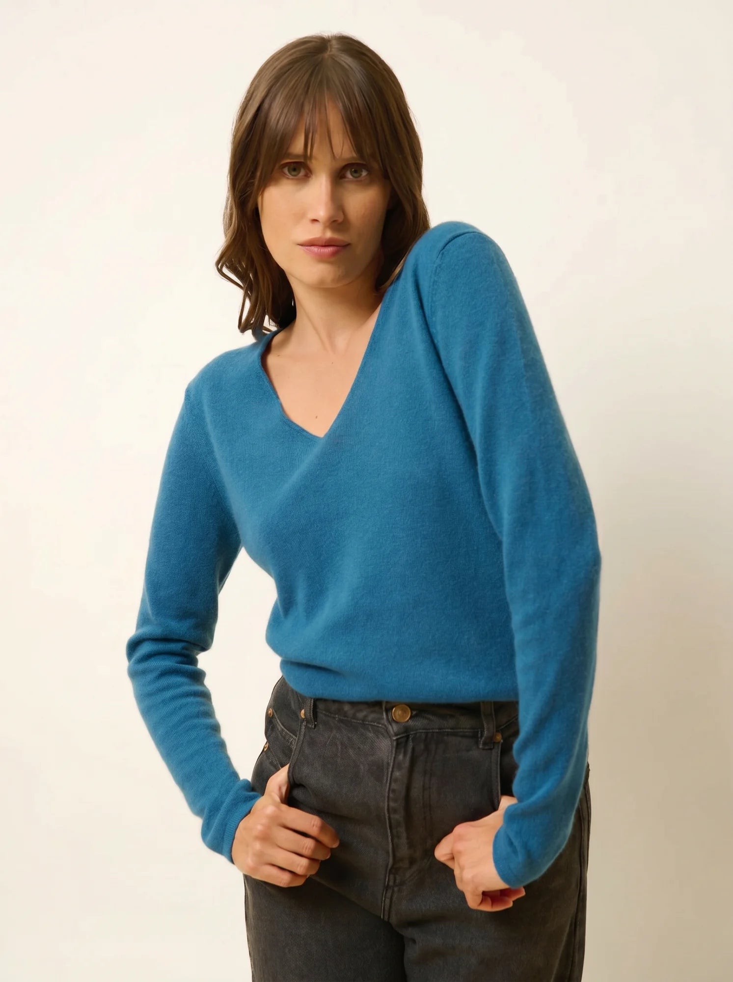 JOAN pullover v-ausschnitt paon