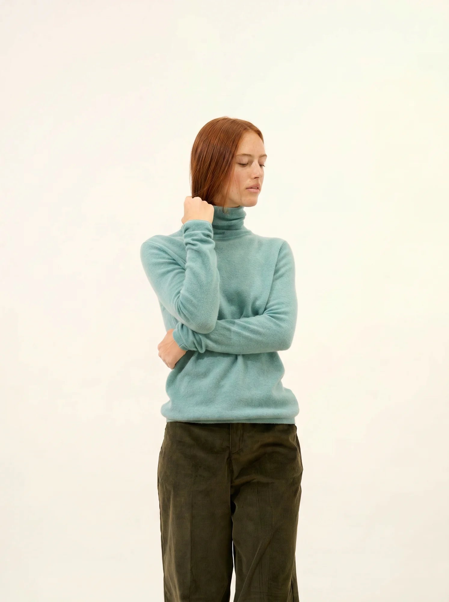 AVA pullover rollkragen grün meliert