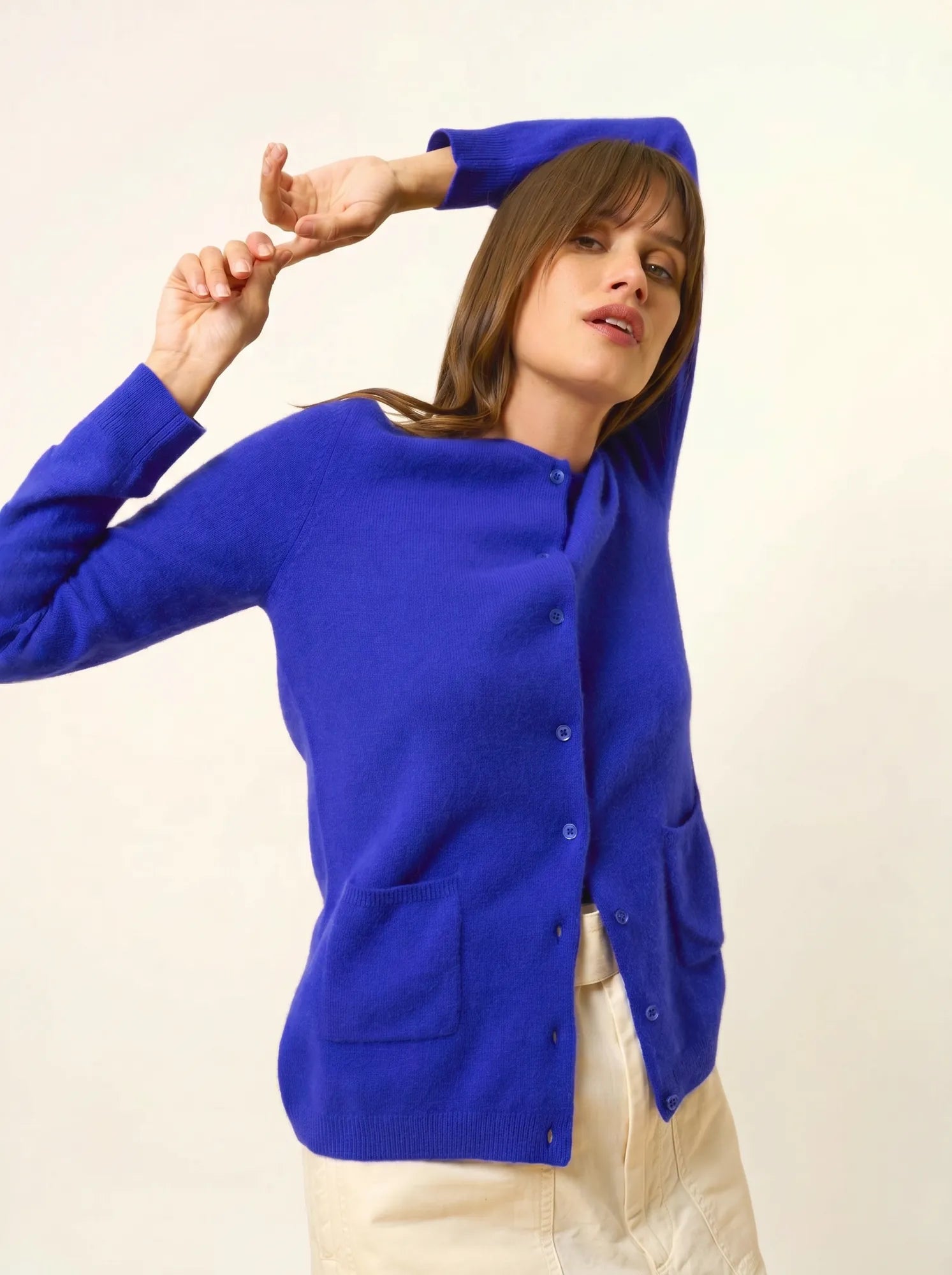KATHARINE strickjacke rundhalsausschnitt indigo