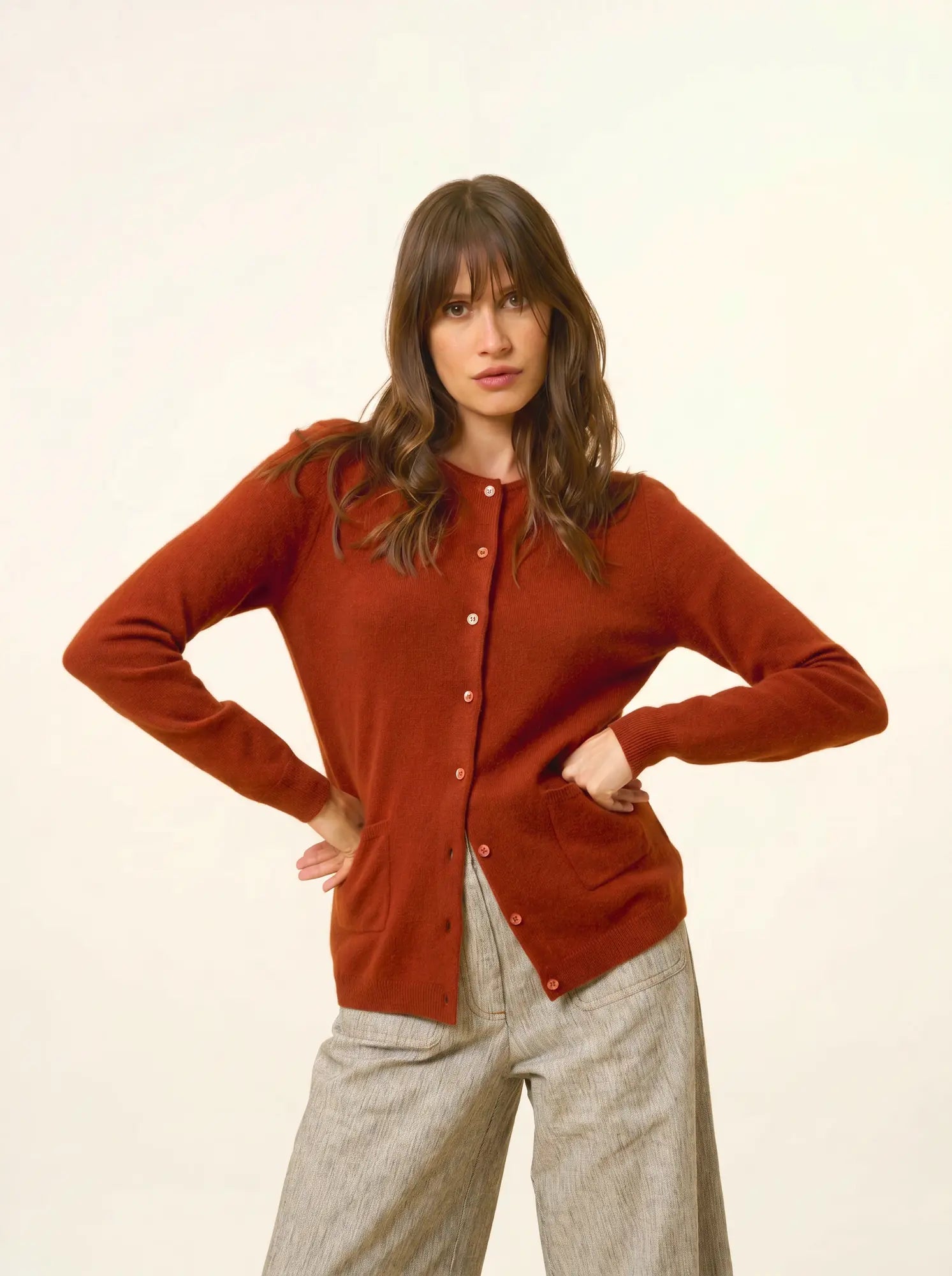 KATHARINE strickjacke rundhalsausschnitt écureuil