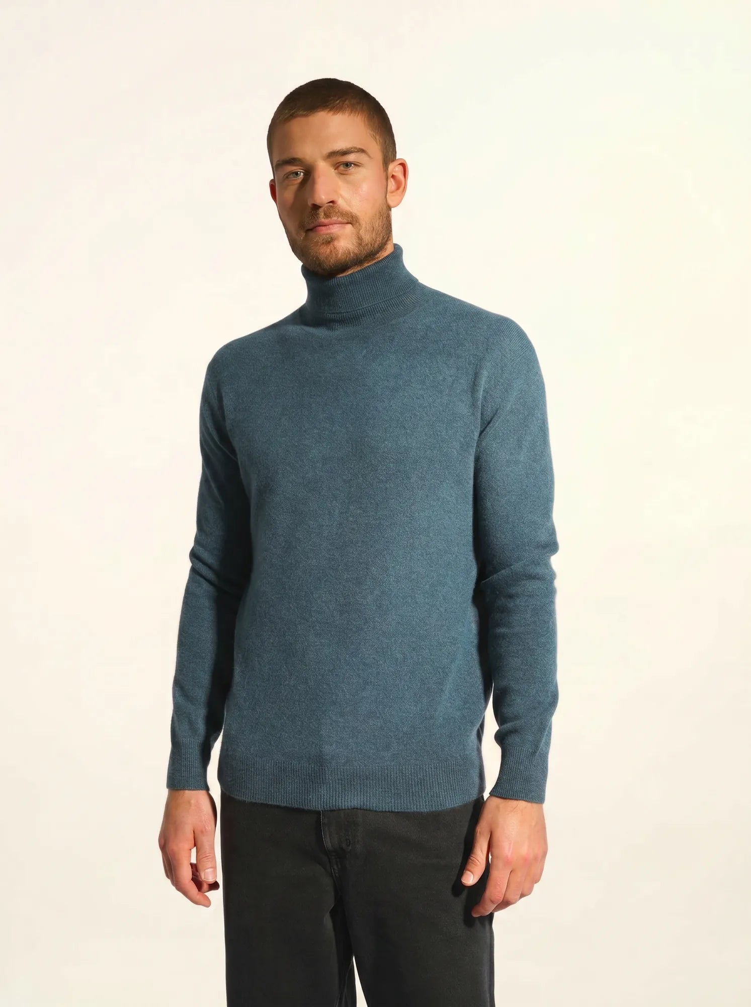 CONNOR pullover rollkragen grün petrol meliert