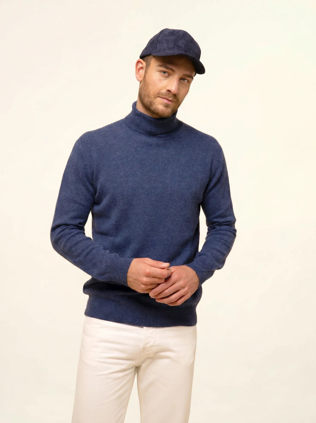 CONNOR pull col roulé océan chiné