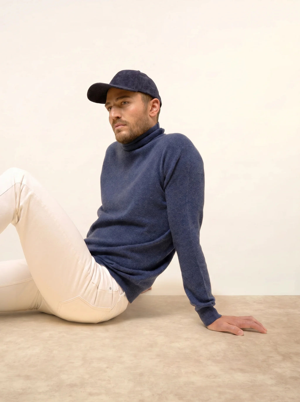 CONNOR pull col roulé océan chiné