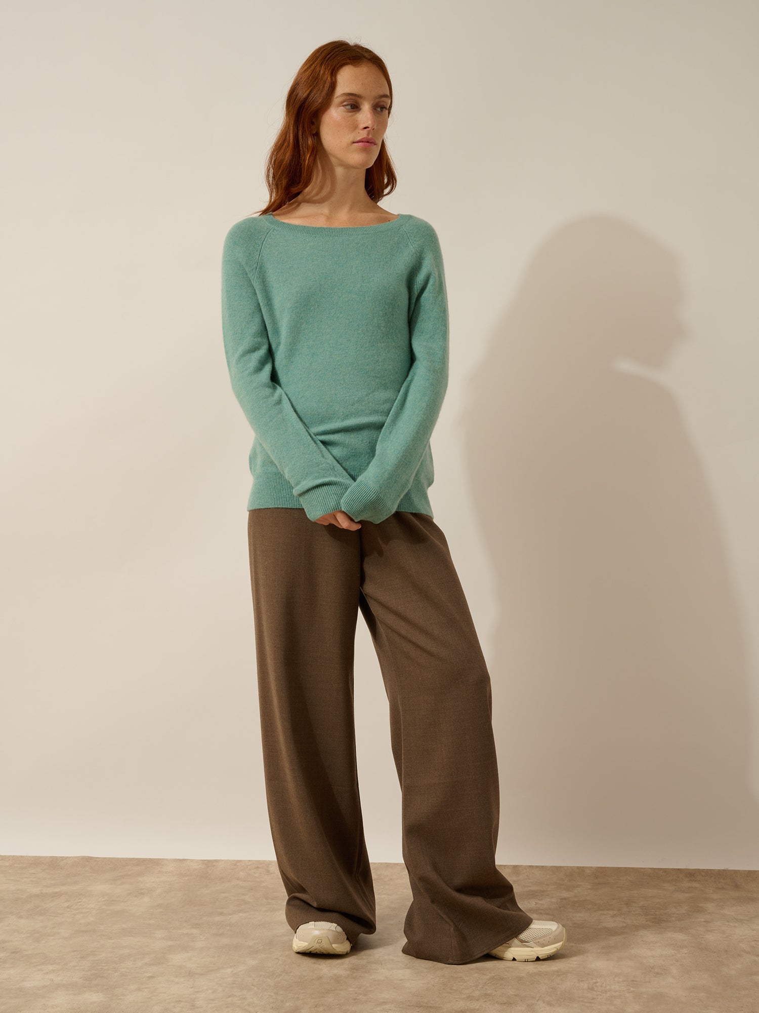 ABIGAILE pull col bateau goutte dos vert chiné