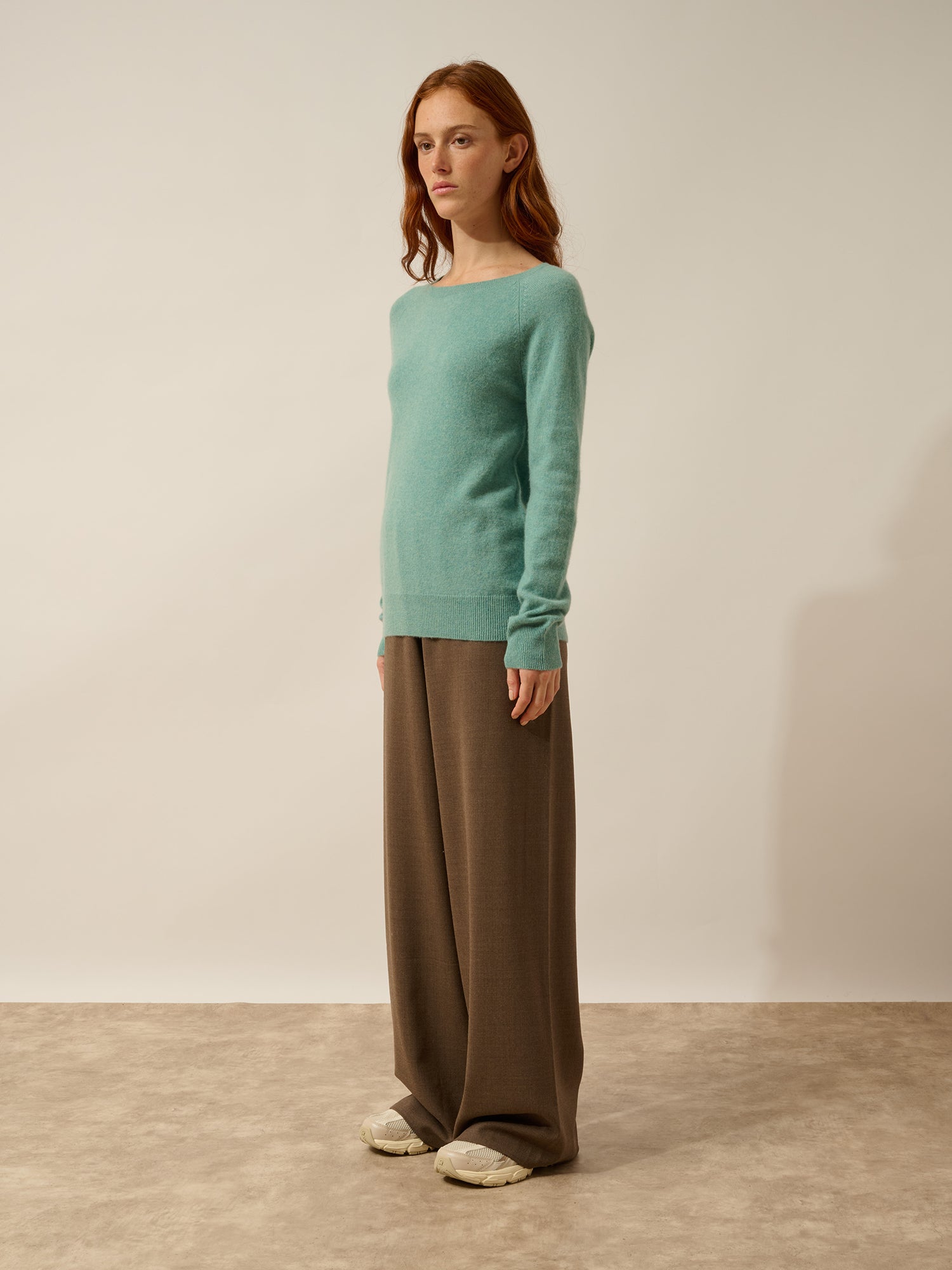 ABIGAIL pull col bateau goutte dos vert chiné