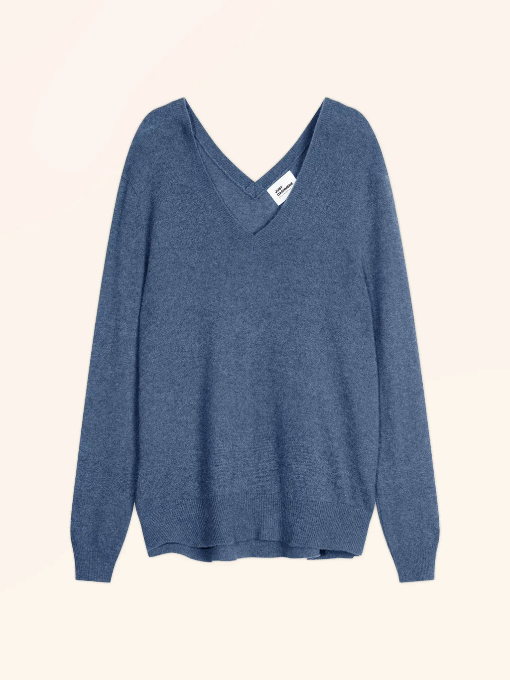 OPAL pull col V devant et dos bleu denim