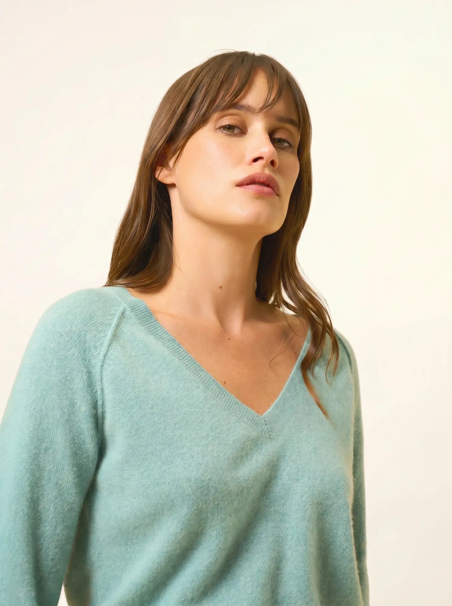PHOEBE pullover v-ausschnitt grün meliert