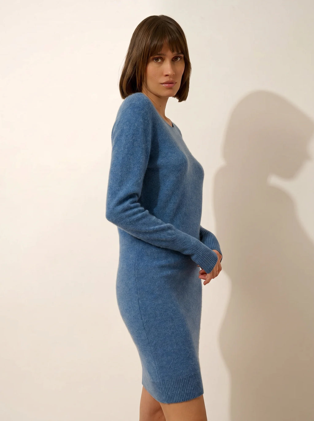 SUSAN kleid rundhalsausschnitt blau denim