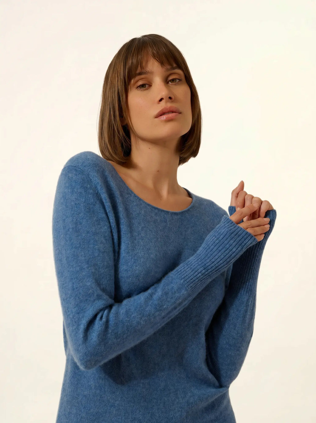 SUSAN kleid rundhalsausschnitt blau denim