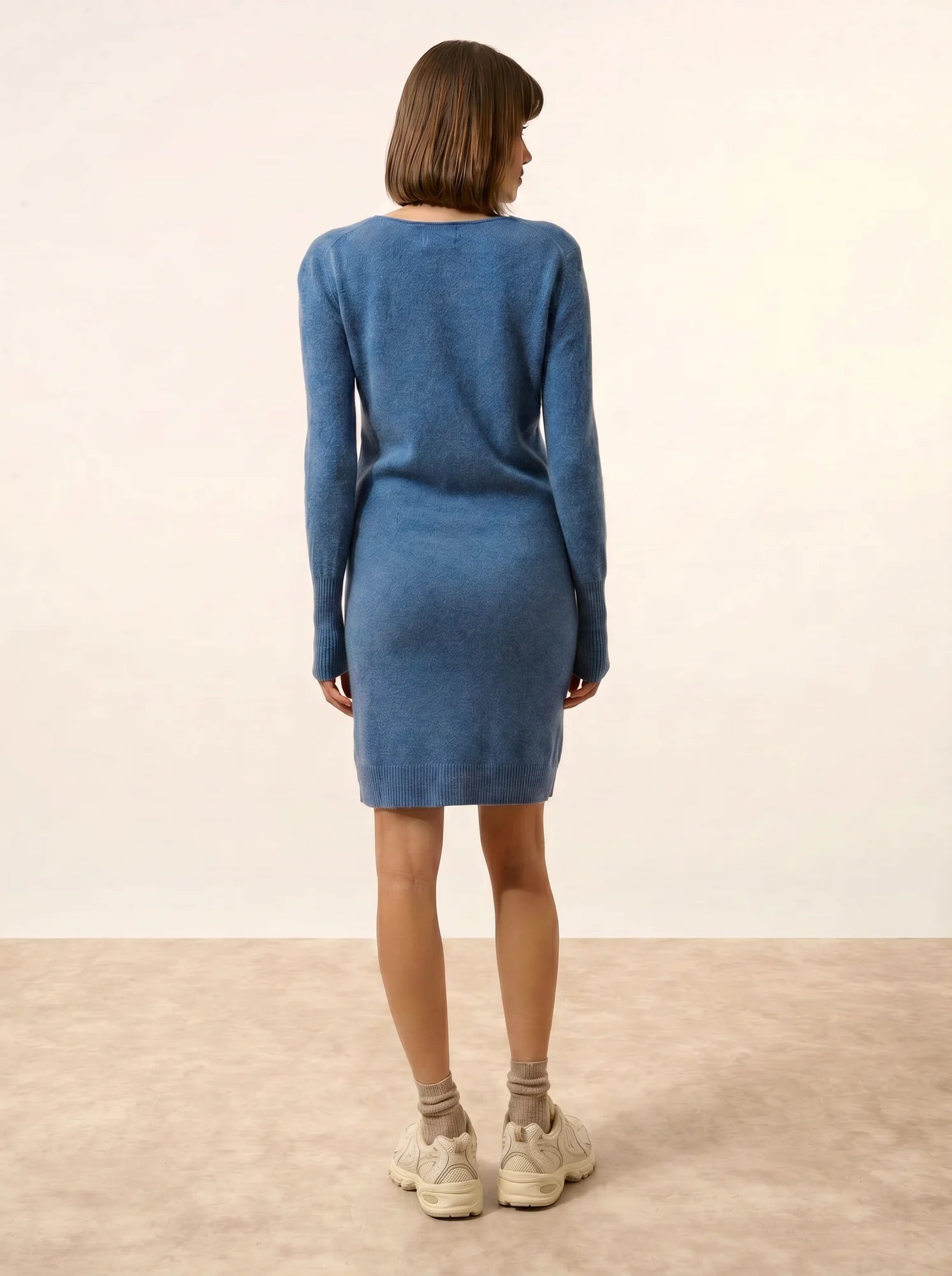 SUSAN kleid rundhalsausschnitt blau denim