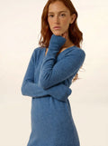 TRACY kleid v-ausschnitt blau denim