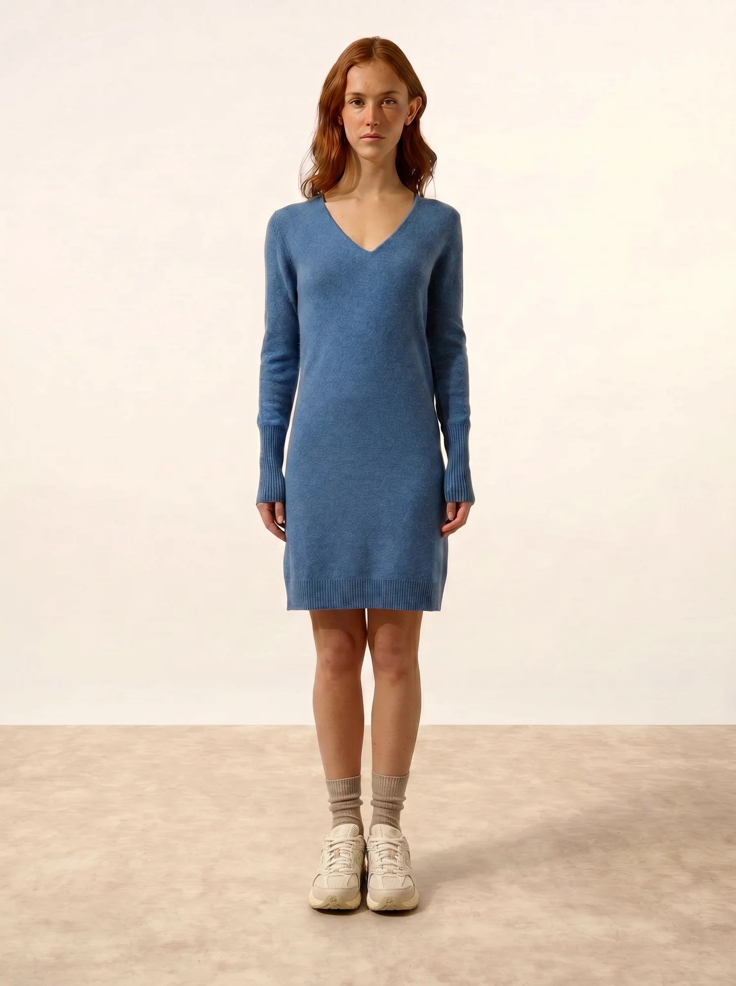 TRACY kleid v-ausschnitt blau denim