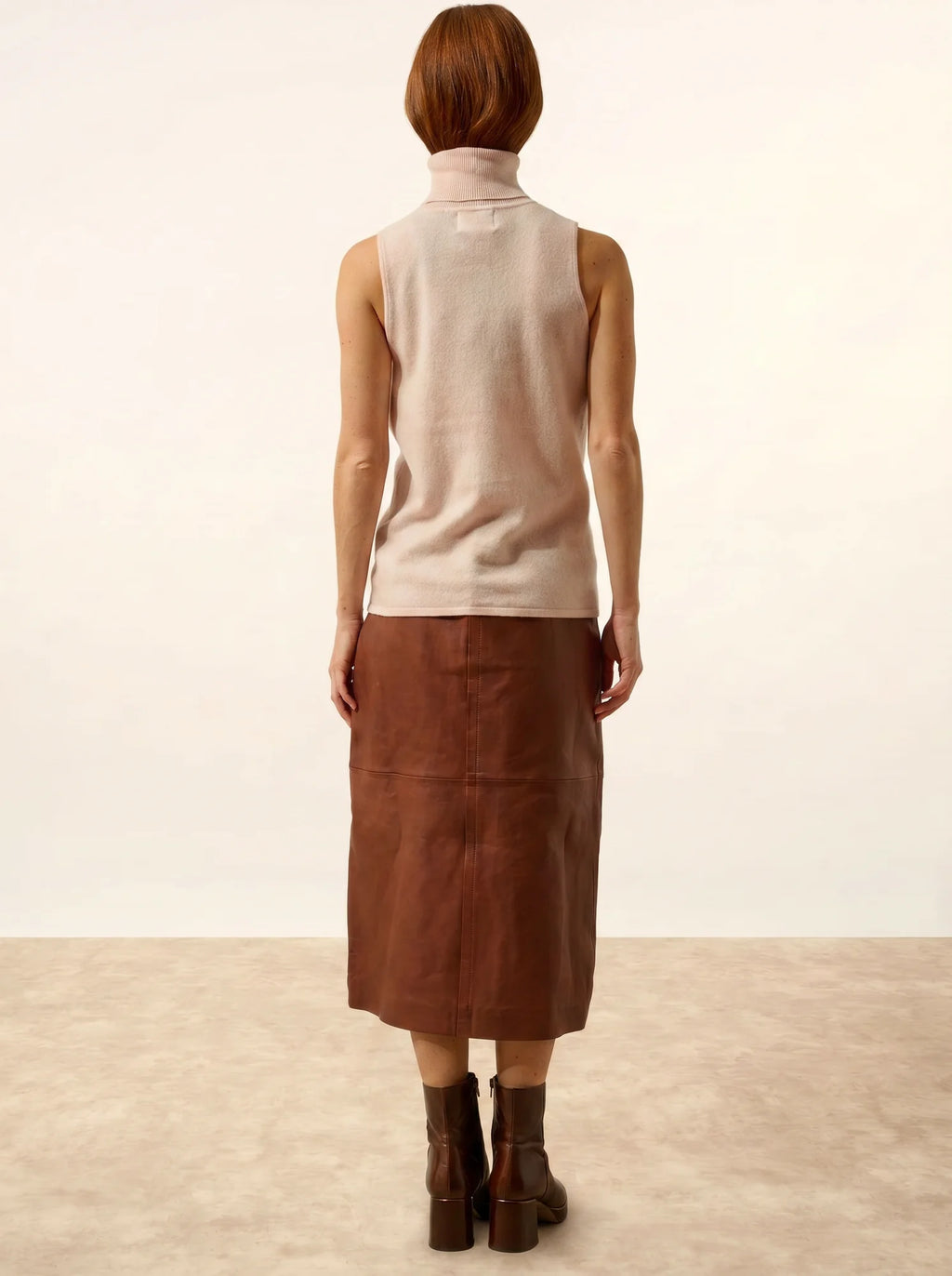 VIOLET pullover rollkragen ärmellos poudre