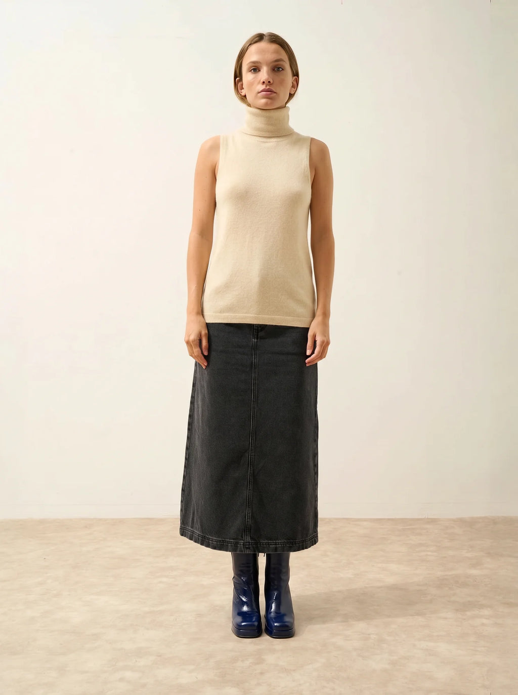 VIOLET pullover rollkragen ärmellos limonade