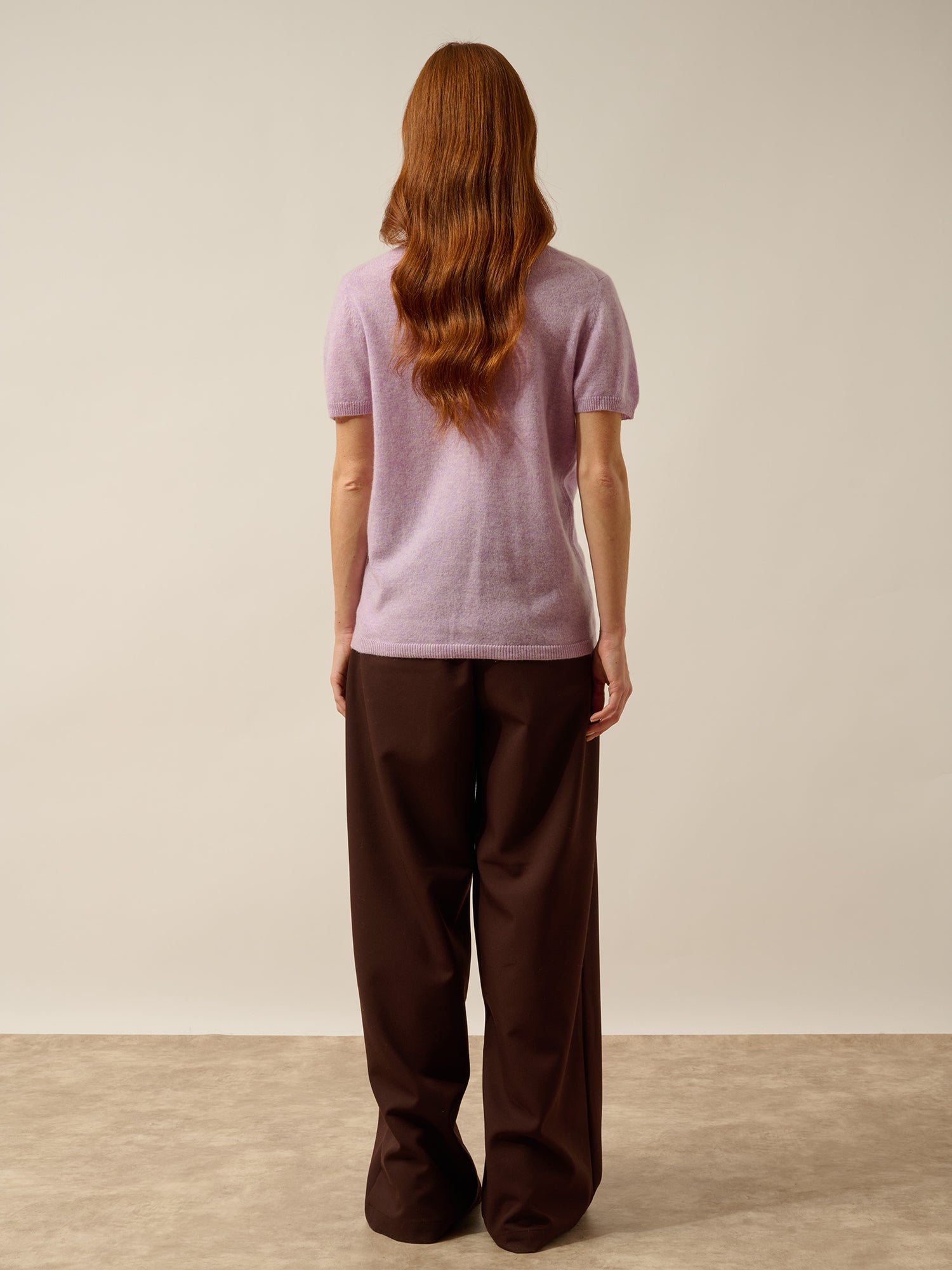 GLAMIS t-shirt col v mauve chiné