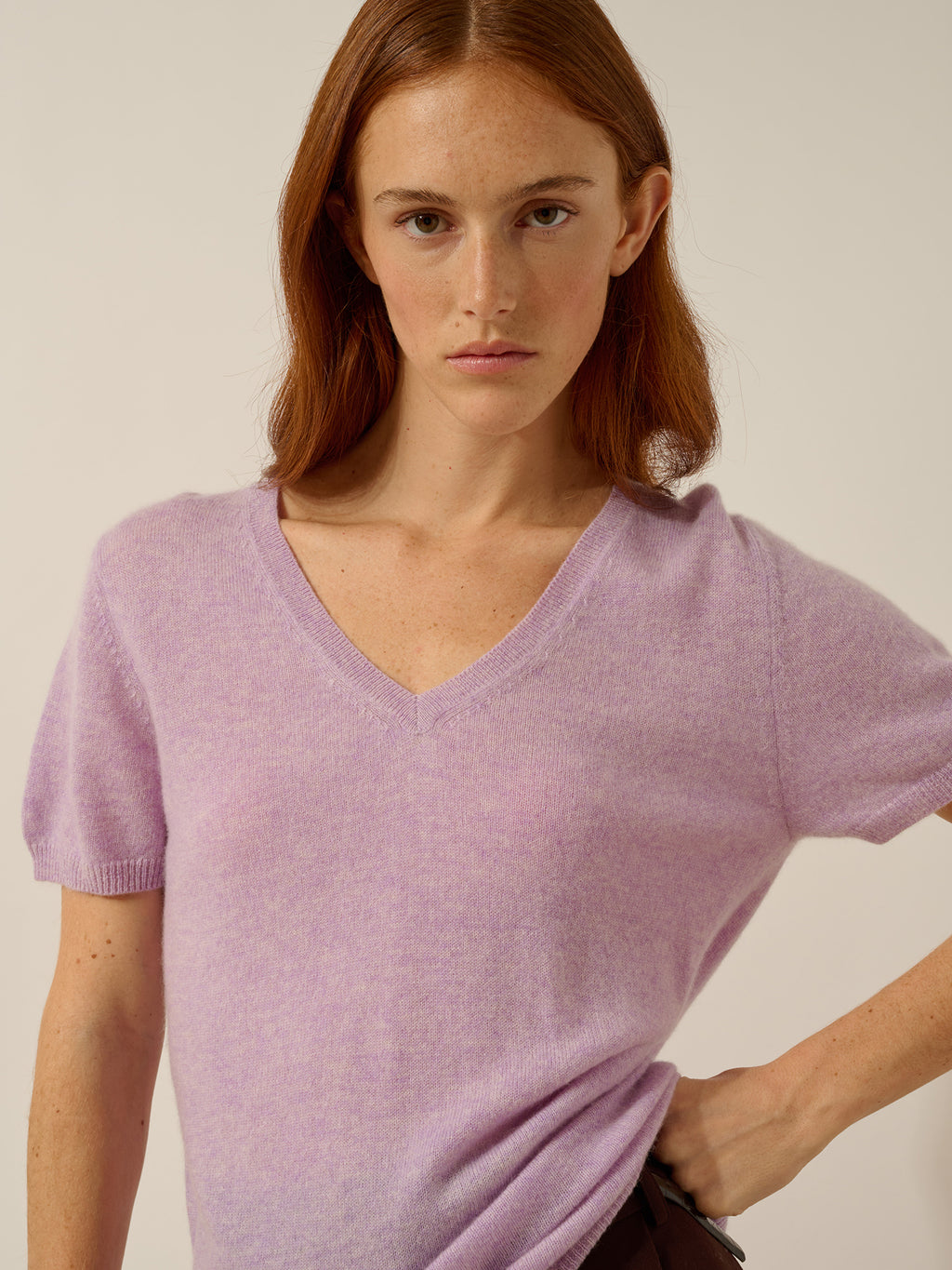 GLAMIS t-shirt v-ausschnitt malve meliert