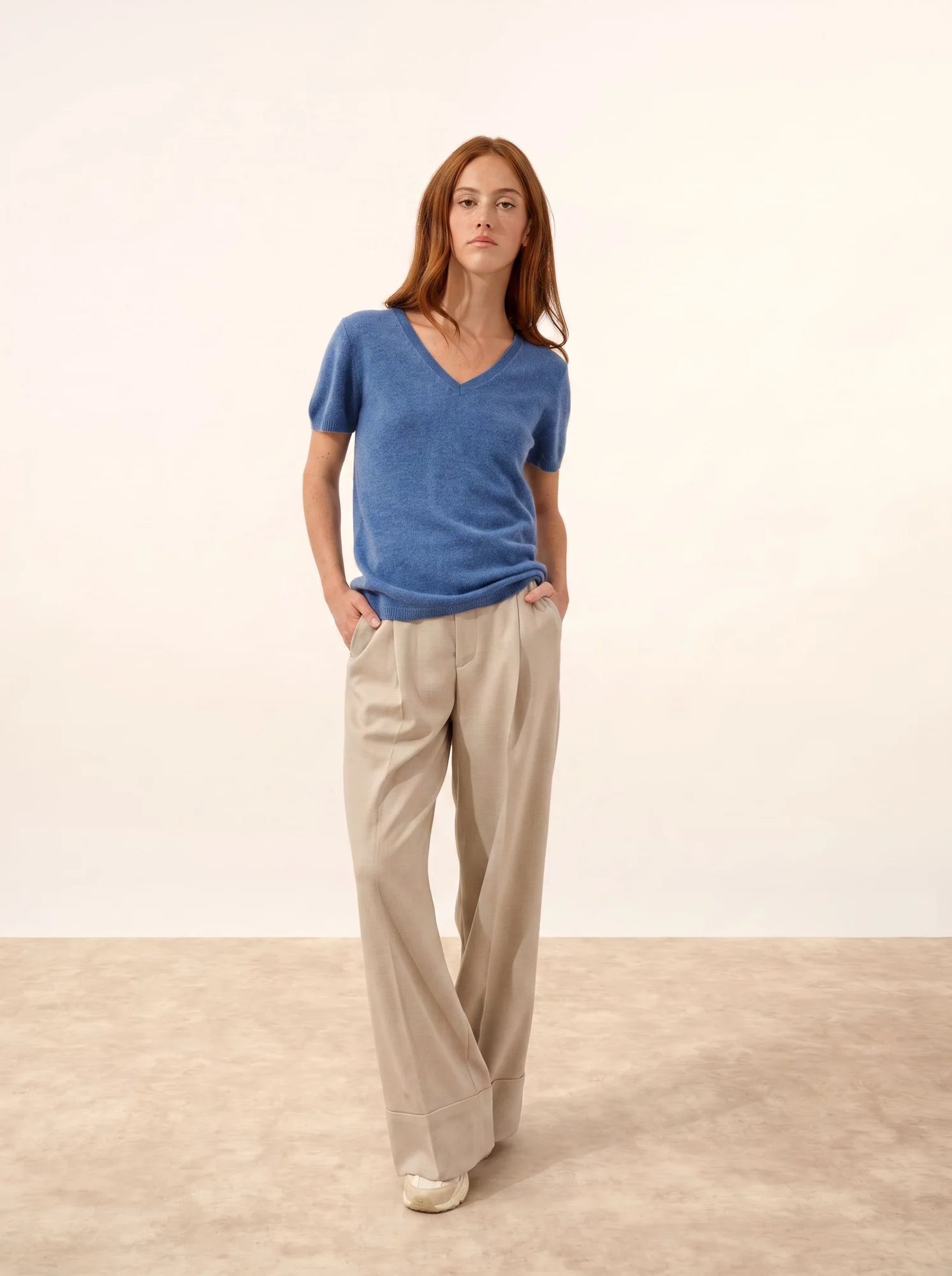 GLAMIS t-shirt v-ausschnitt blau denim