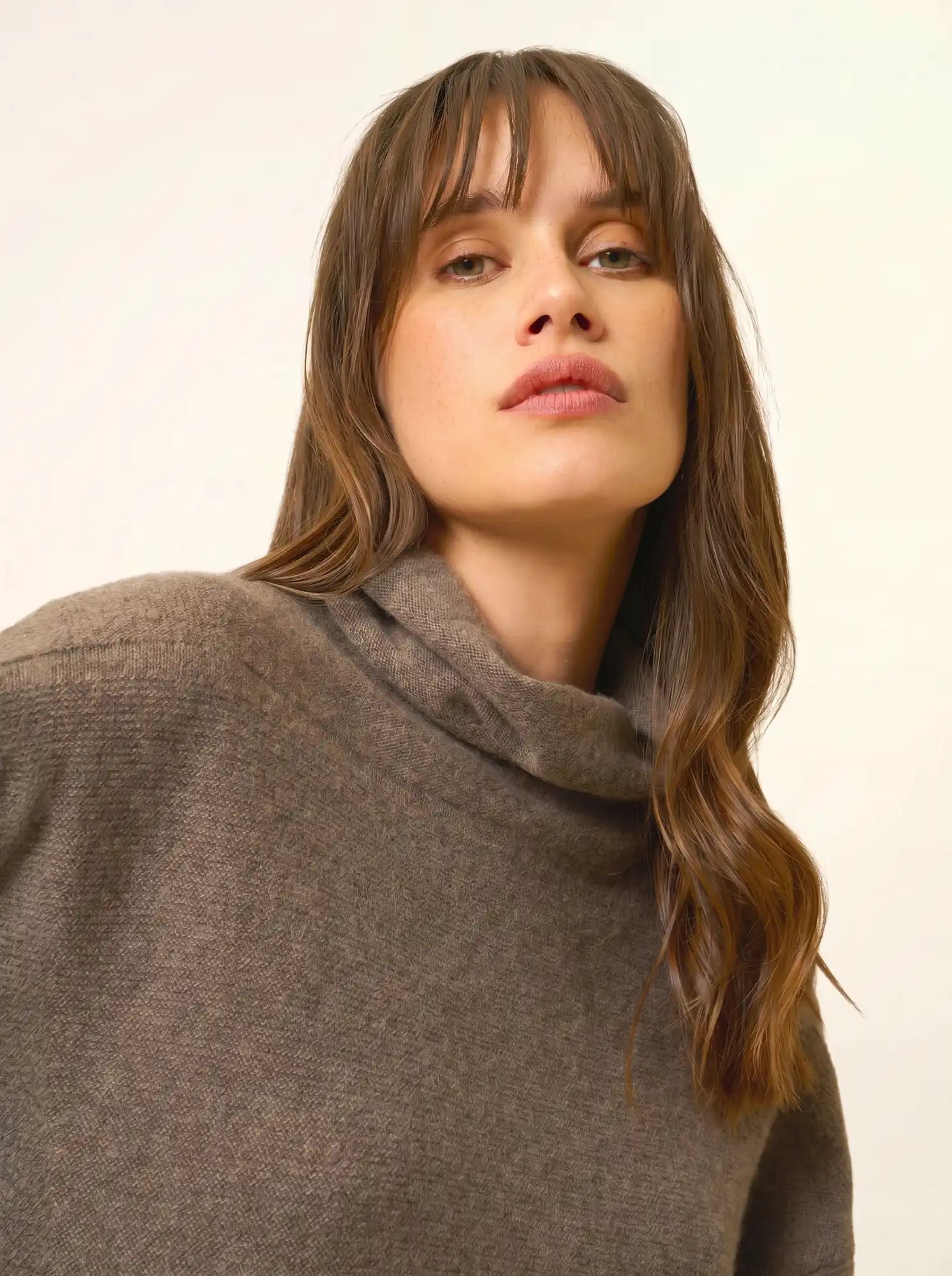 BLANTYRE pull col roulé taupe chiné