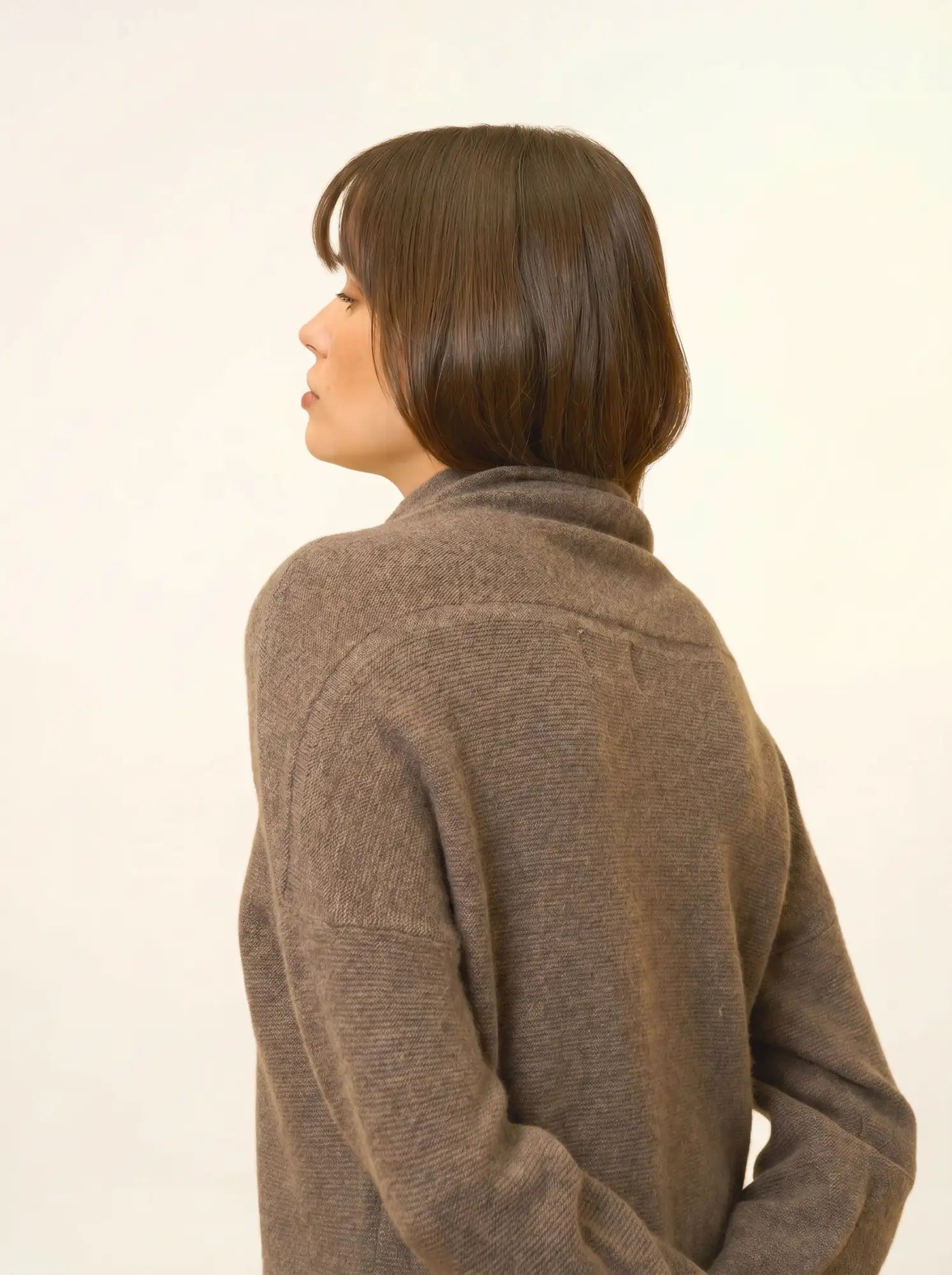 BLANTYRE pull col roulé taupe chiné