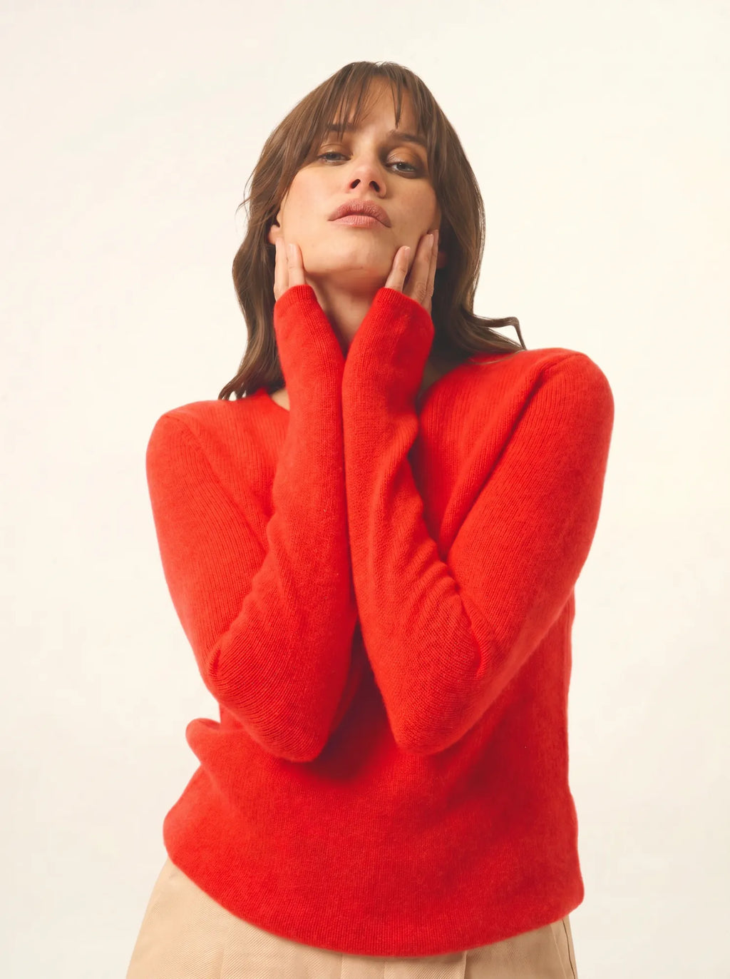 JOYCE pullover rundhalsausschnitt 4-fädig tomate