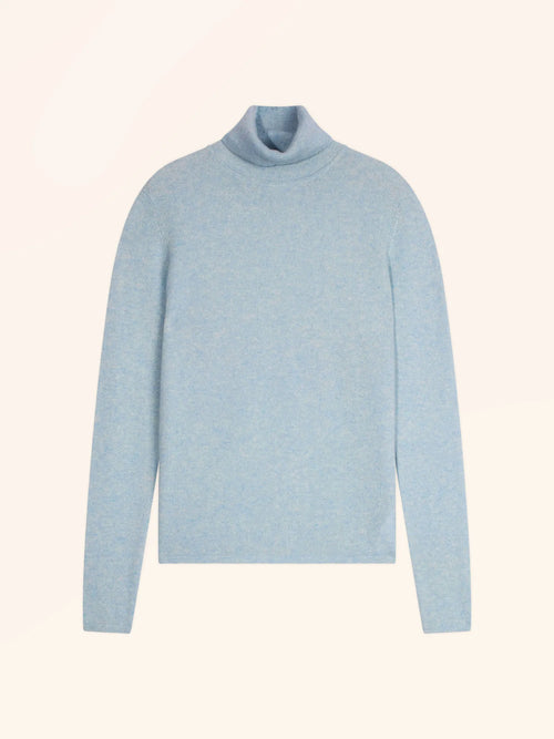 AVA pull col roulé bleu clair chiné