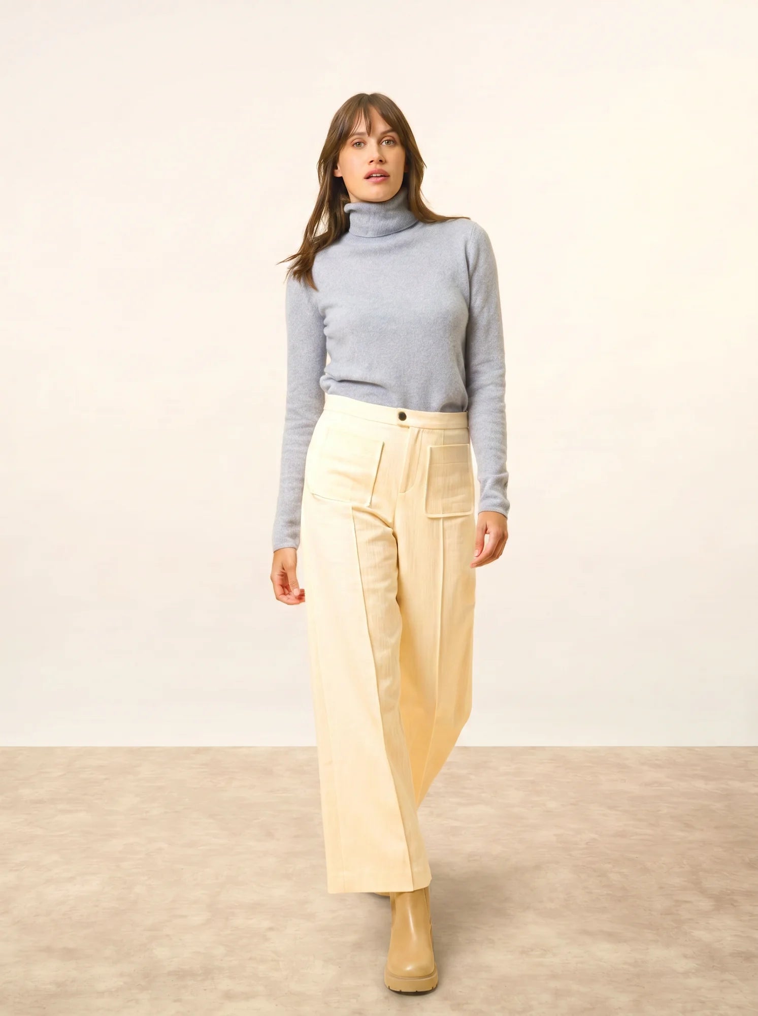 AVA pullover rollkragen blau elfenbein