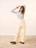 AVA pull col roulé gris perle chiné