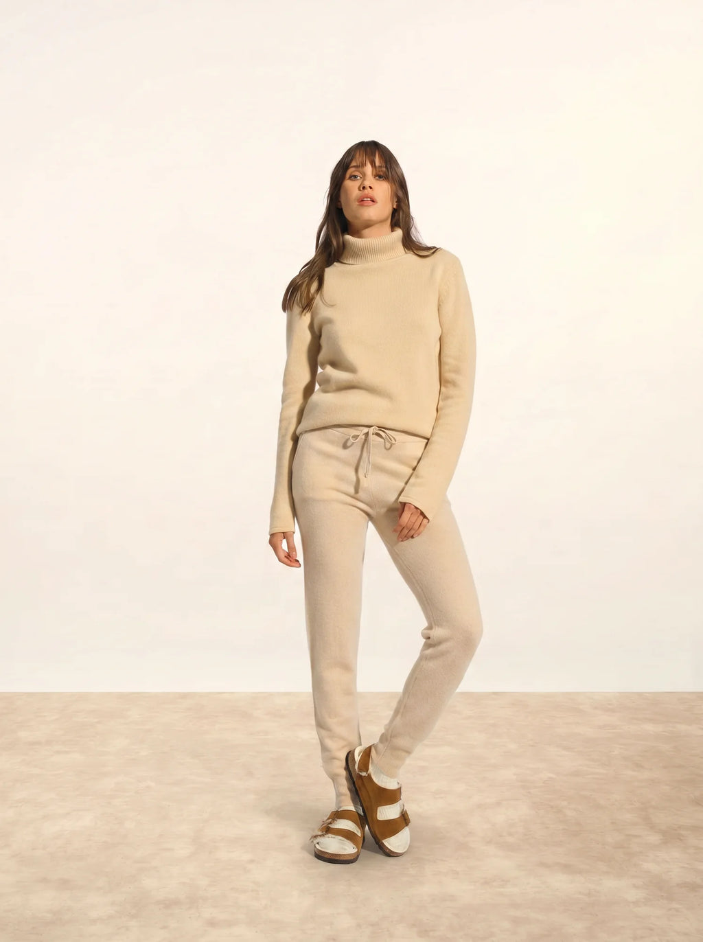 MATT pull col roulé 4 fils beige
