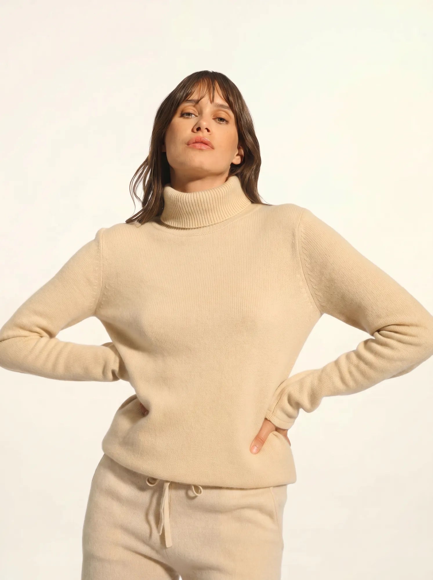 MATT pullover rollkragen 4-fädig beige