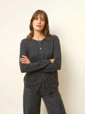 KATHARINE strickjacke rundhalsausschnitt schwarz meliert