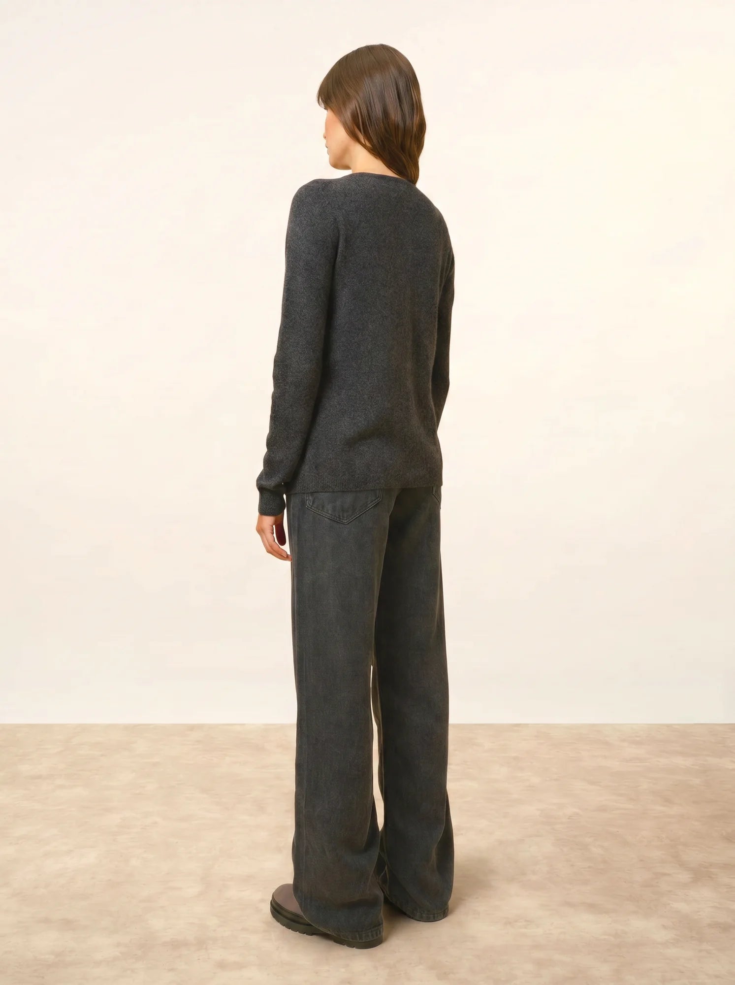 KATHARINE strickjacke rundhalsausschnitt schwarz meliert