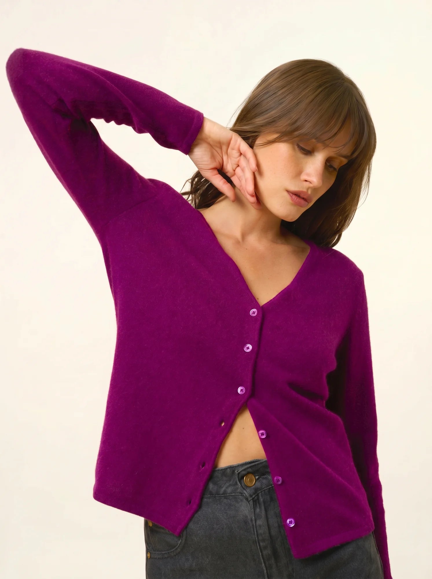 NORMA strickjacke v-ausschnitt pflaume