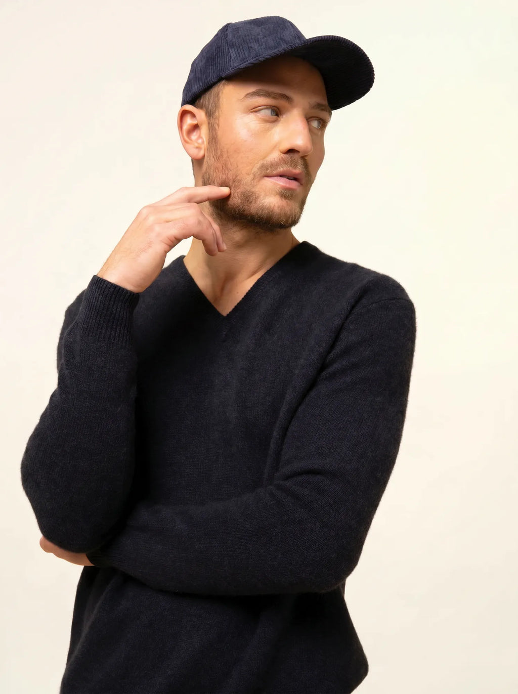 NATHAN pullover v-ausschnitt 4-fädig caviar