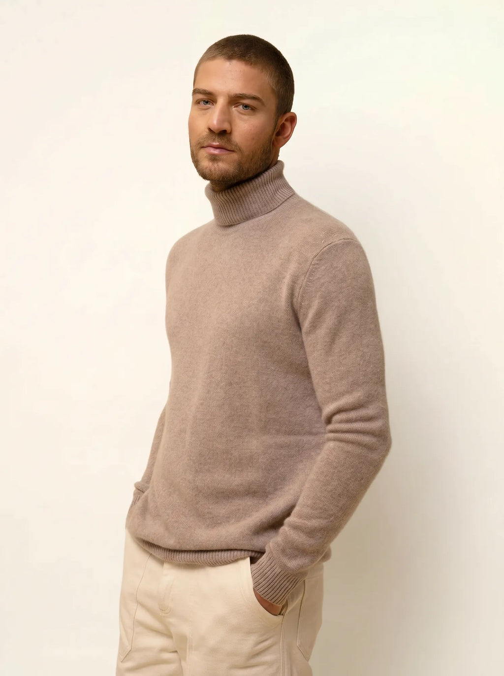 SACHA pullover rollkragen 4-fädig taupe hell meliert