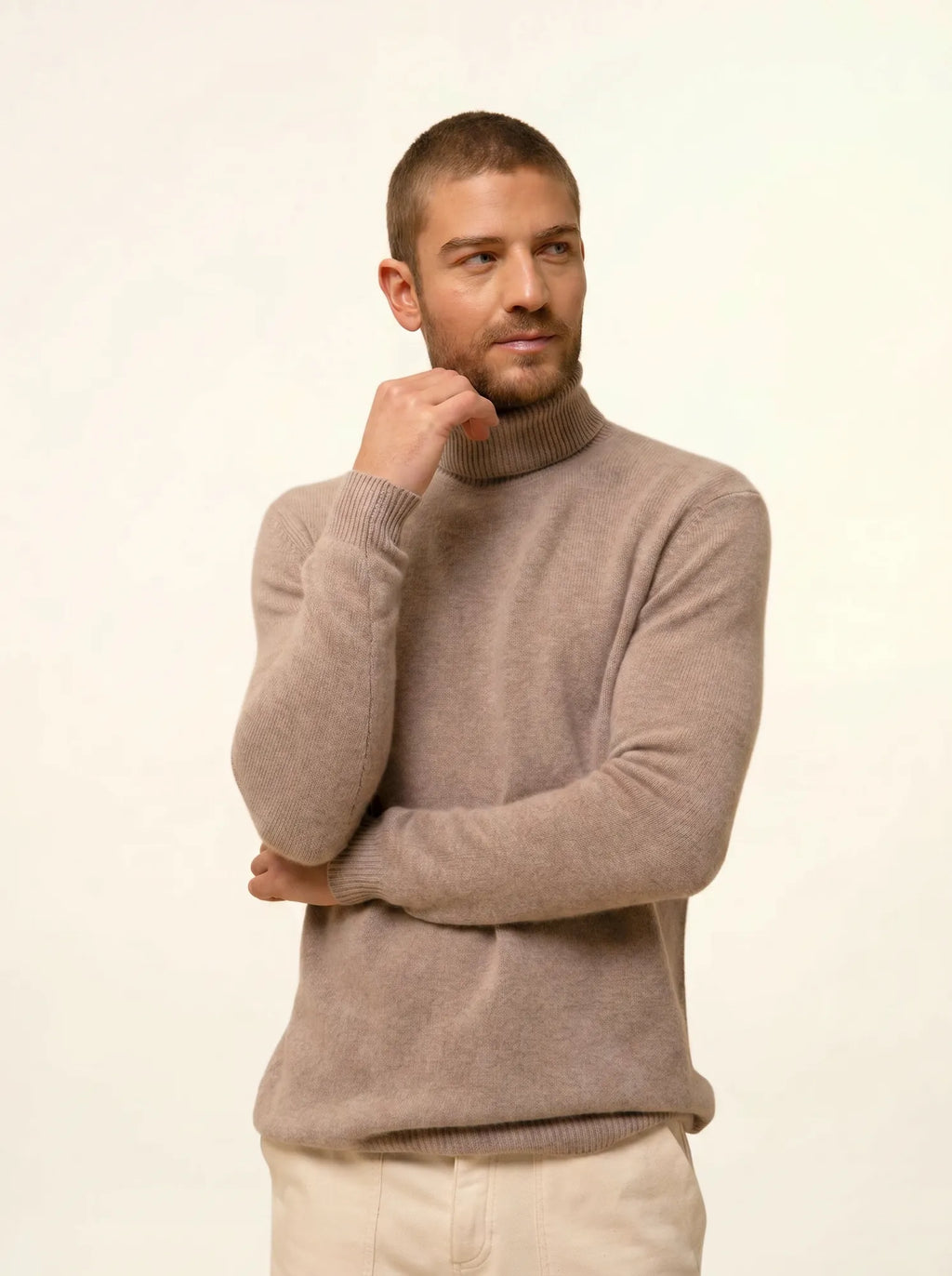 SACHA pullover rollkragen 4-fädig taupe hell meliert