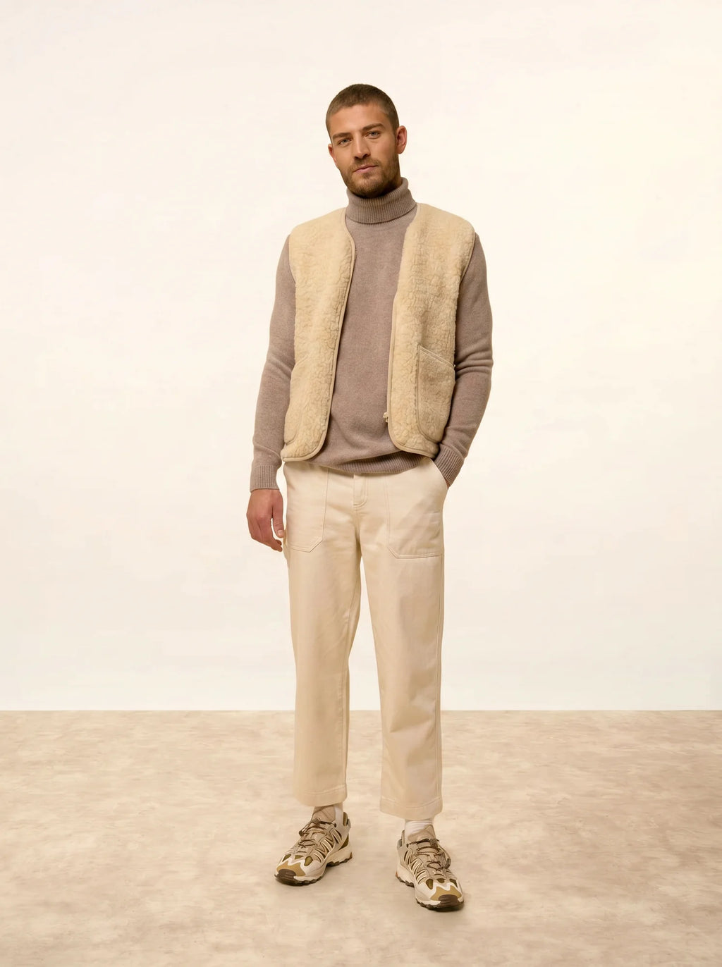 SACHA pullover rollkragen 4-fädig taupe hell meliert
