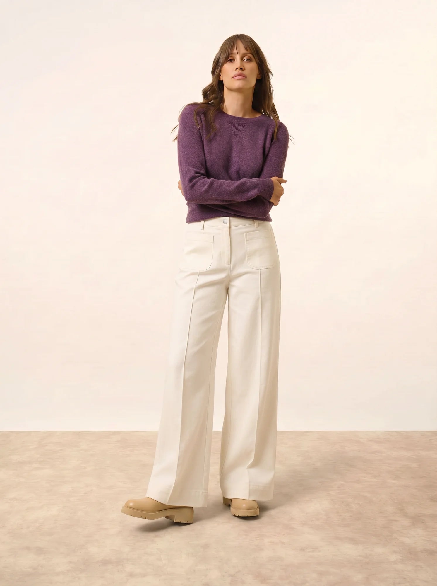 HELEN pullover rundhalsausschnitt violett meliert