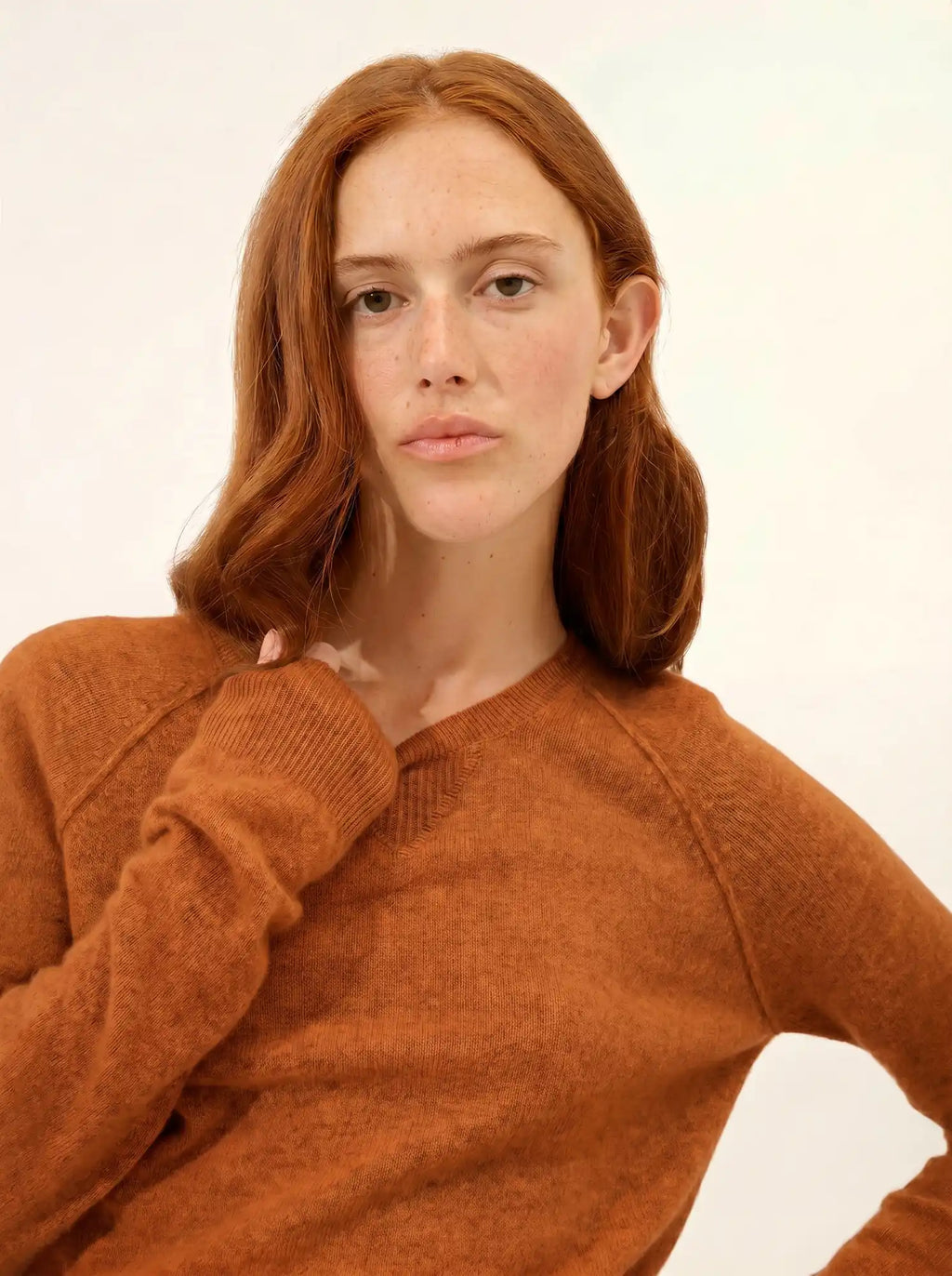 HELEN pull col rond safran