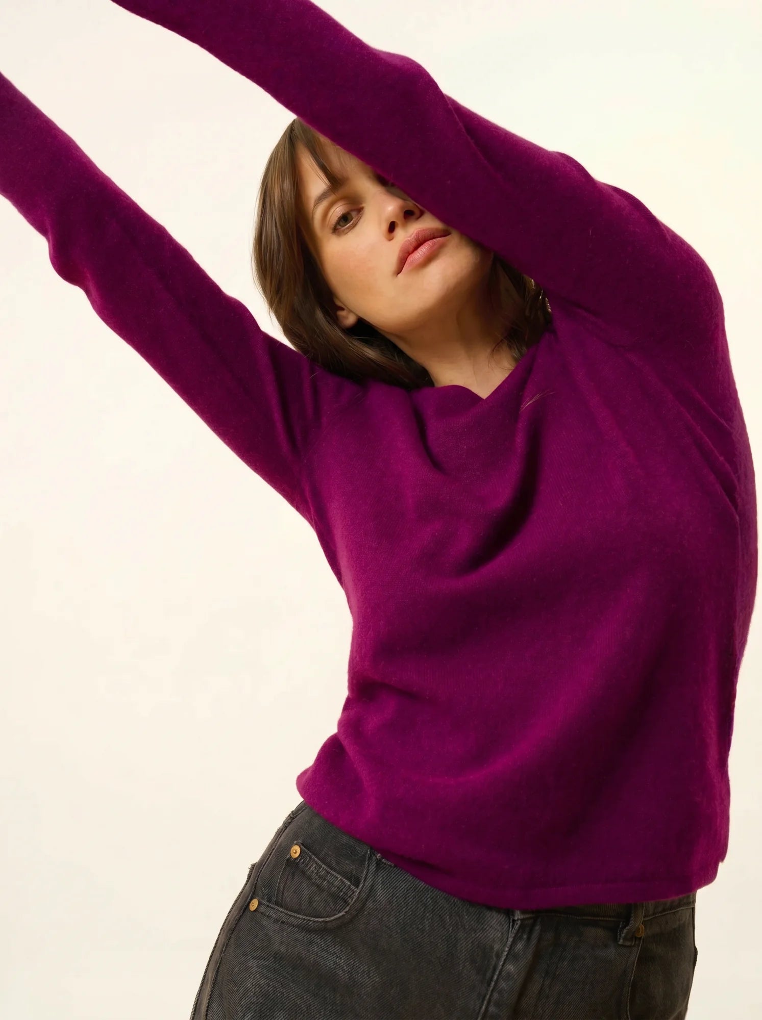 VIVIAN pullover rundhalsausschnitt pflaume