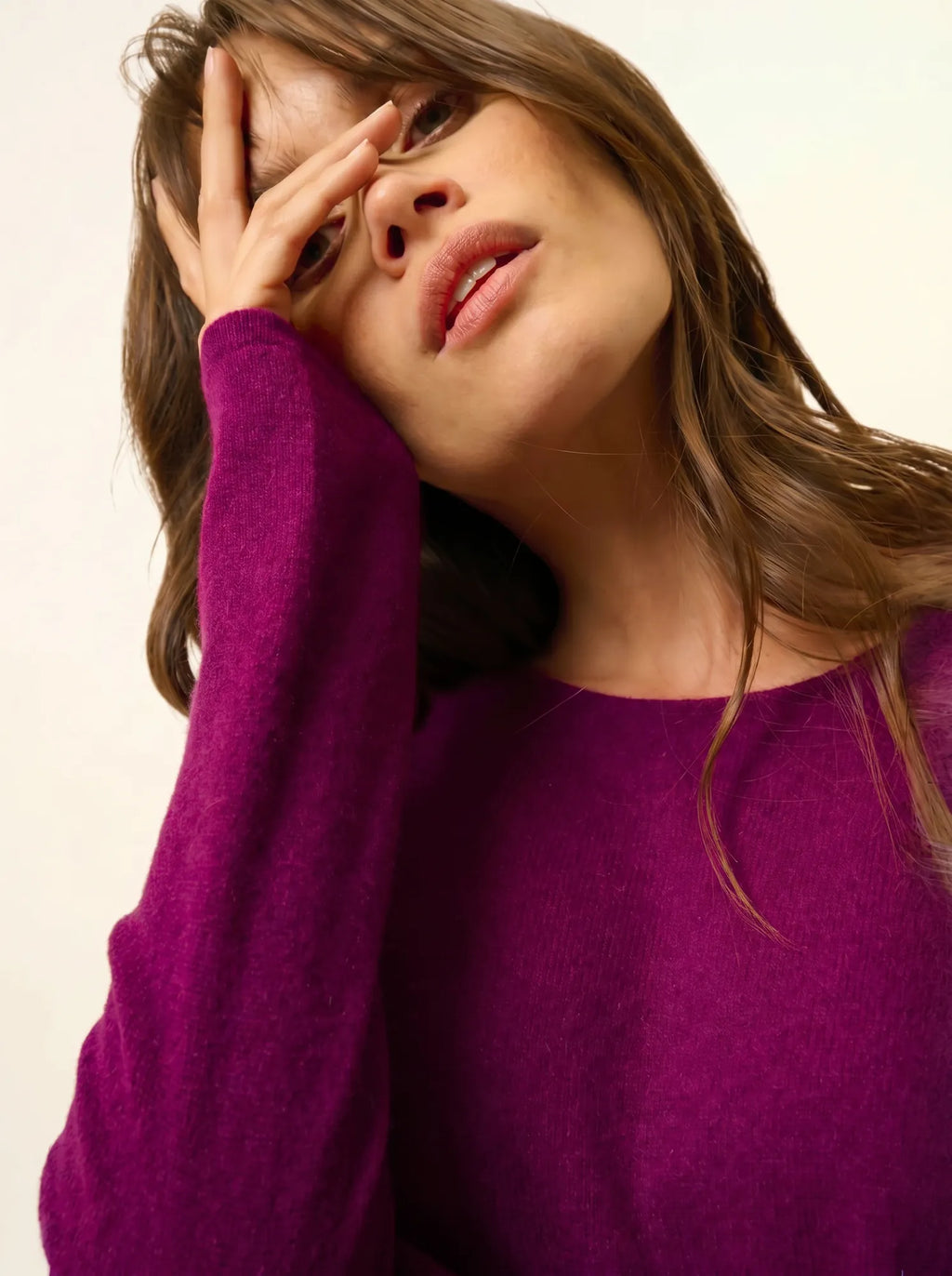 VIVIAN pullover rundhalsausschnitt pflaume