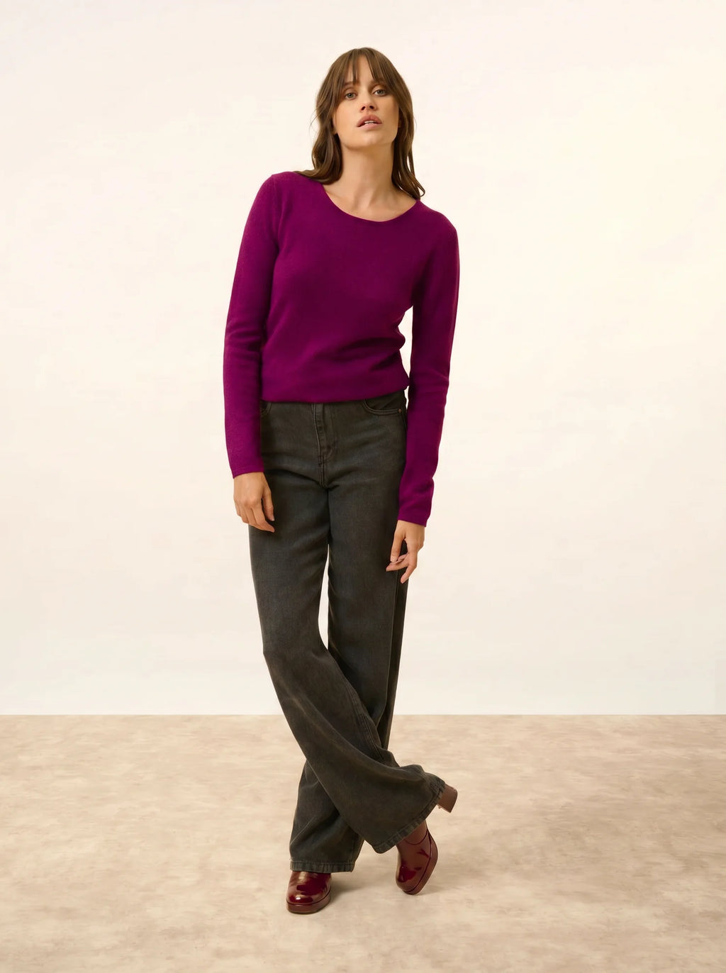 VIVIAN pullover rundhalsausschnitt pflaume