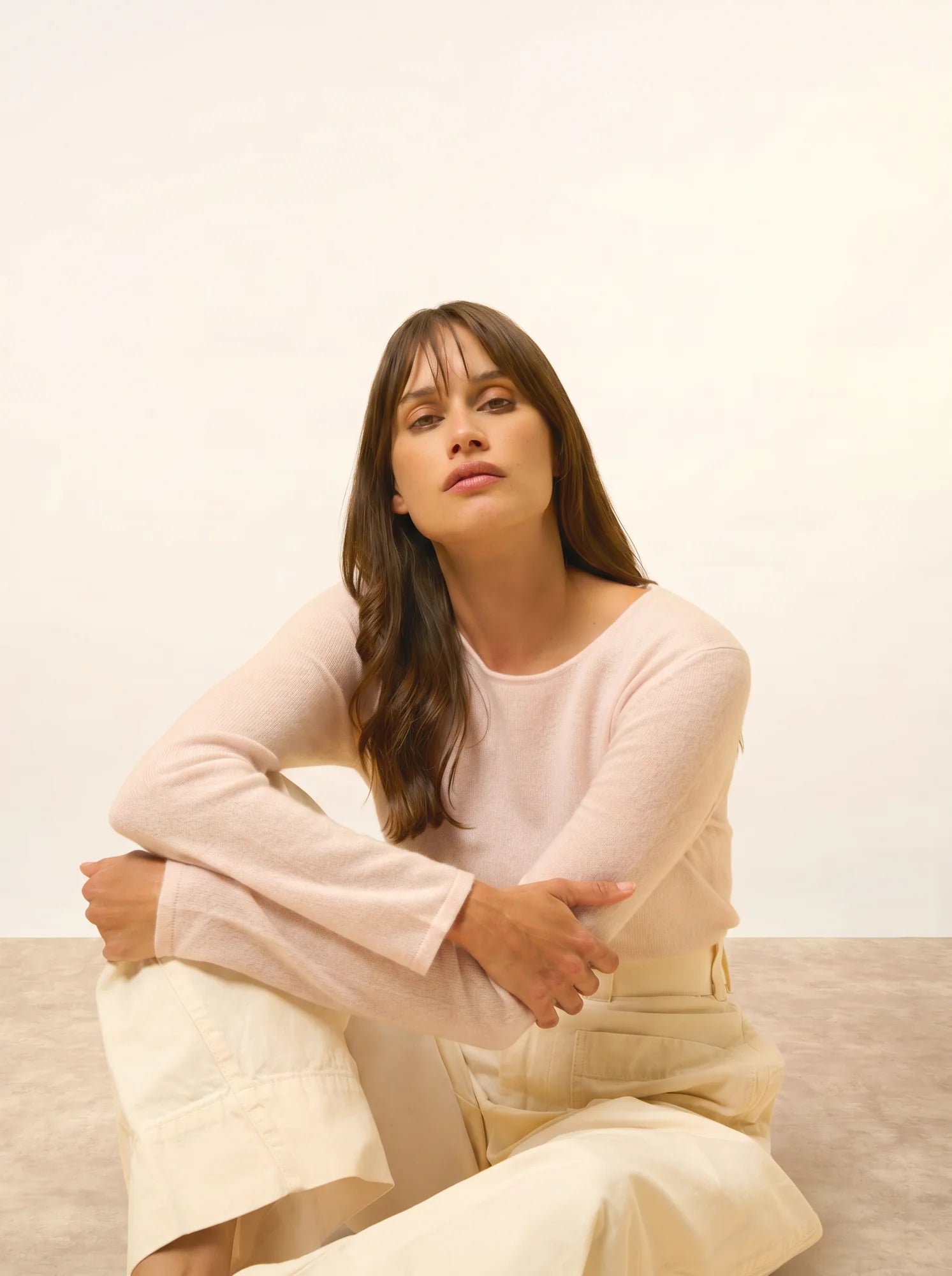 VIVIAN pullover rundhalsausschnitt poudre
