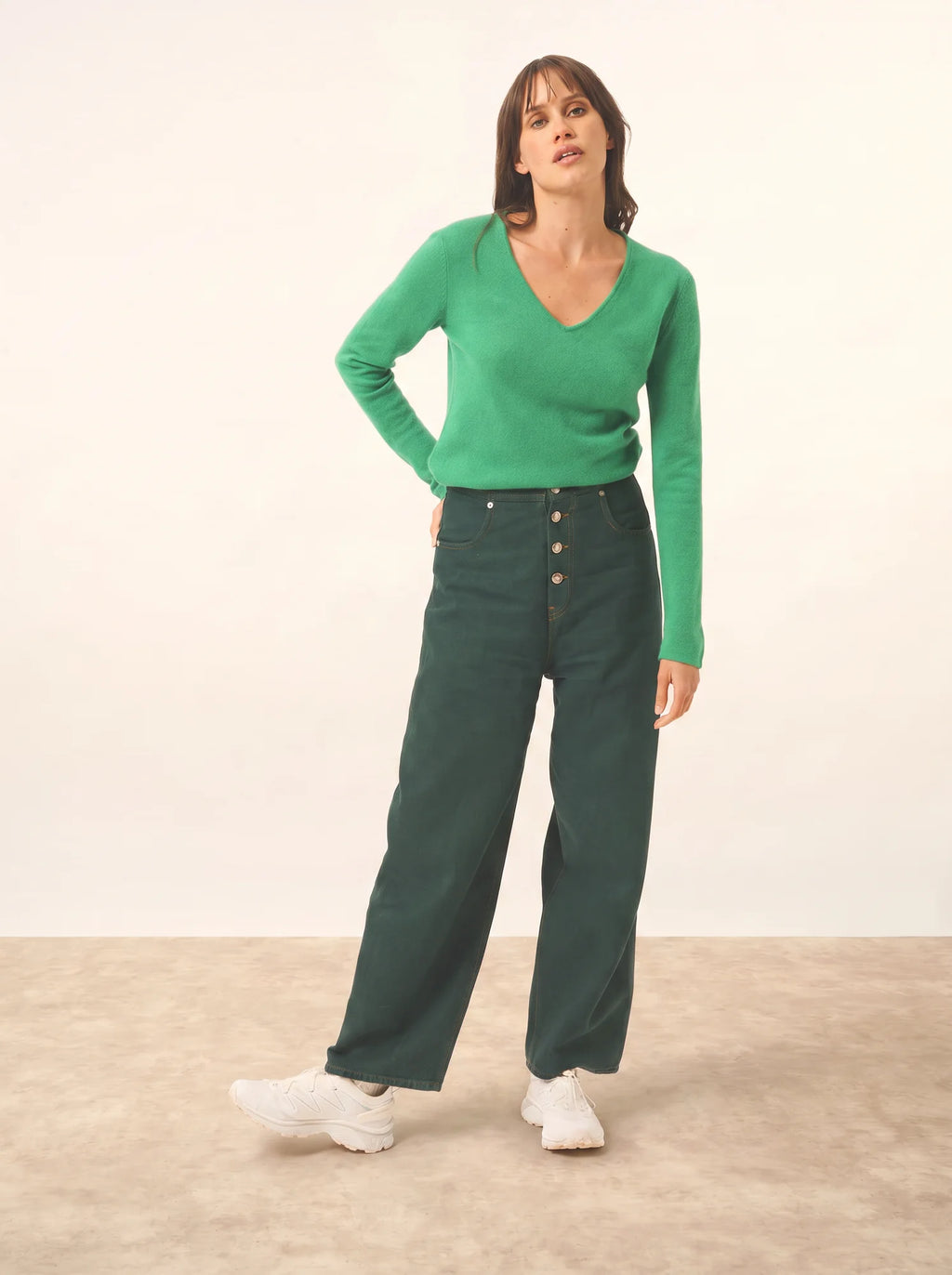 JOAN pull col V menthe
