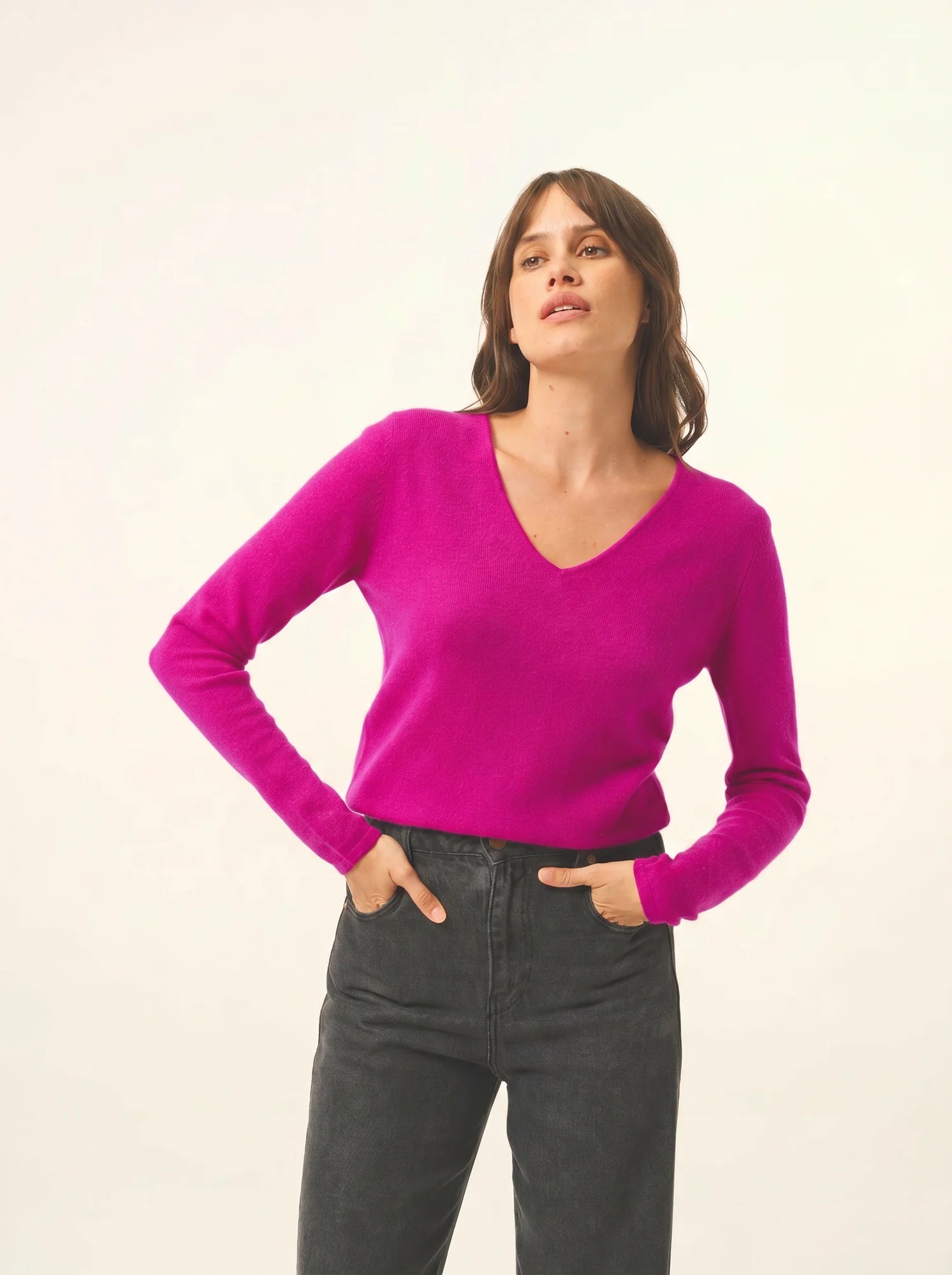 JOAN pullover v-ausschnitt violine