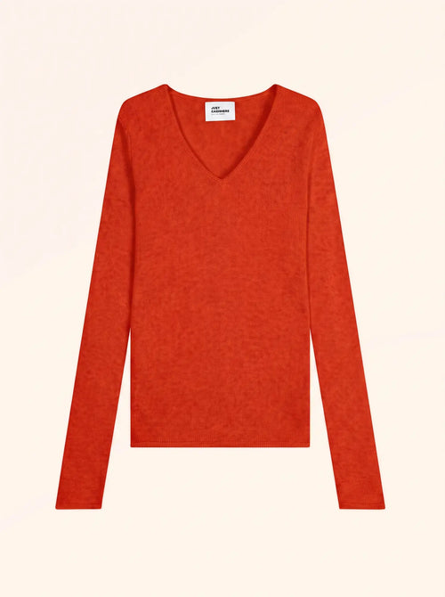 ABBY pull col V 4 fils tomate