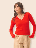 ABBY pullover v-ausschnitt 4-fädig tomate