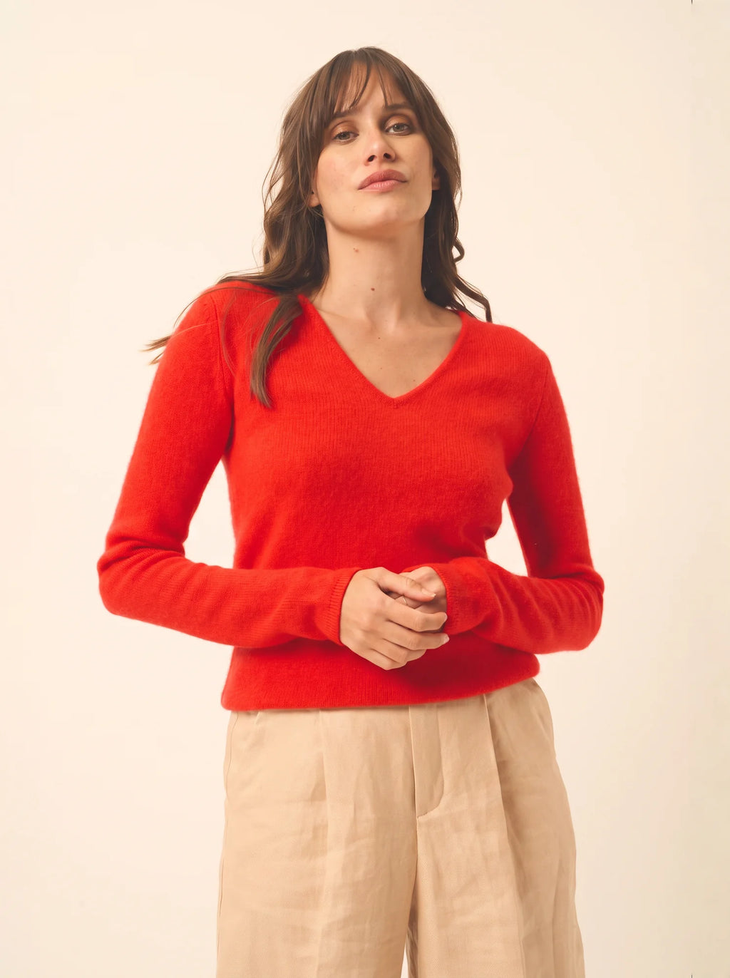 ABBY pullover v-ausschnitt 4-fädig tomate