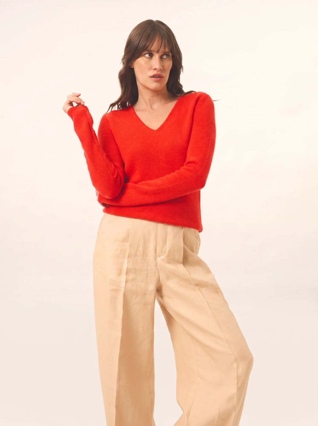 ABBY pullover v-ausschnitt 4-fädig tomate