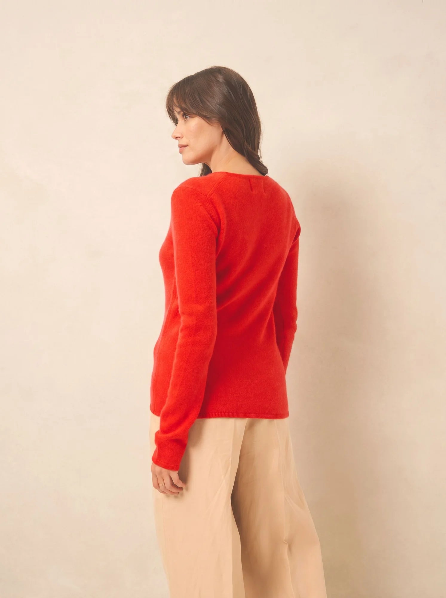 ABBY pullover v-ausschnitt 4-fädig tomate