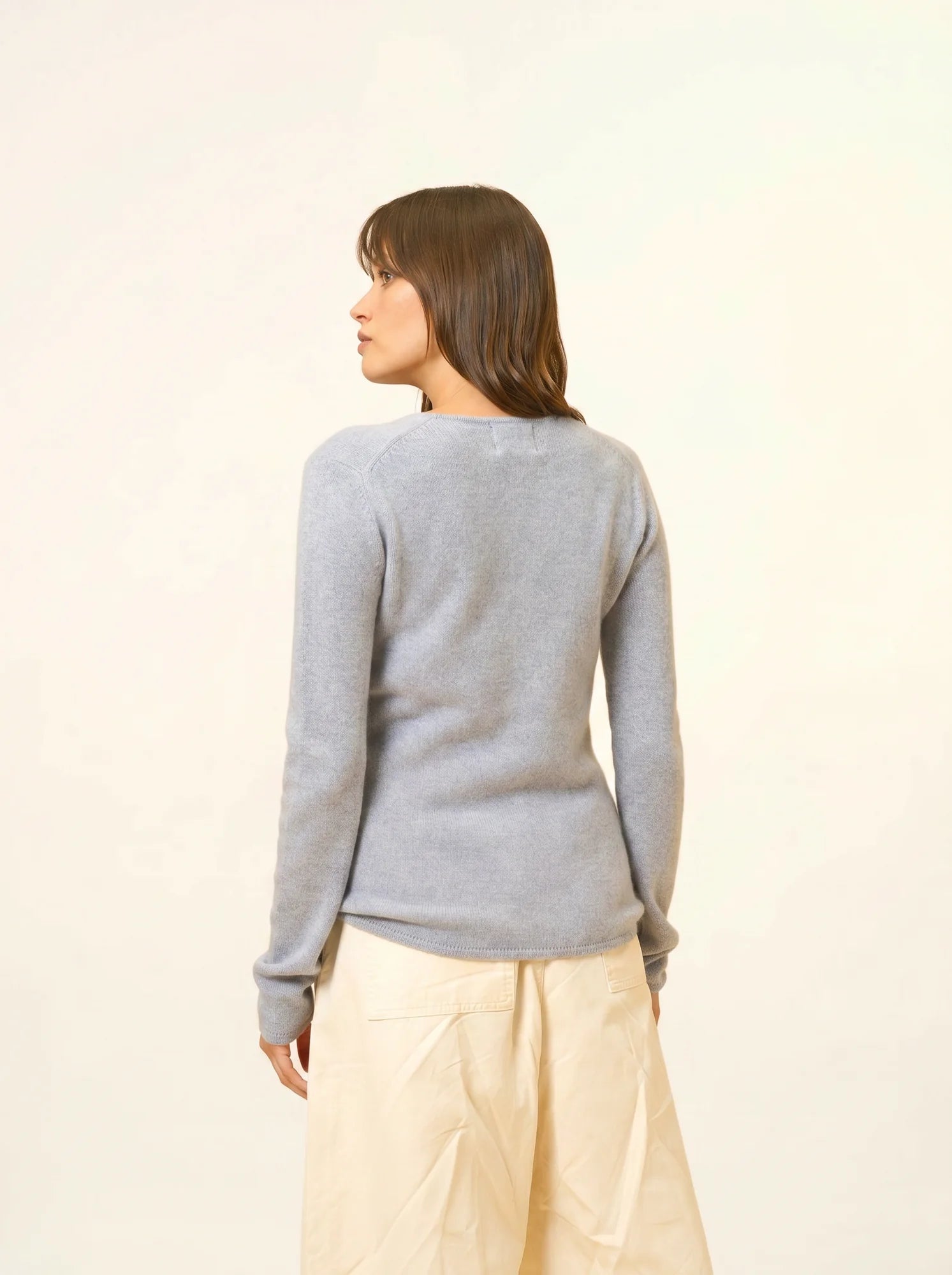 ABBY pullover v-ausschnitt 4-fädig blau elfenbein